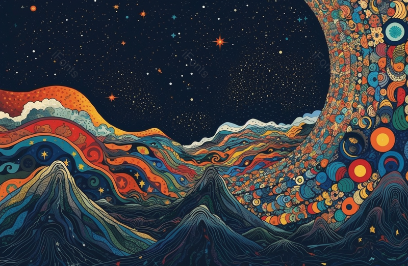 抽象纹理感山水夜色手绘,插画/手绘图,插画/手绘图库,插画/手绘图下载,插画/手绘